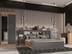 Комод 3 ящика и дверь Бася, графит/дуб крафт 